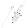 Borofone Car Charger USB QC3.0 18W (Cable USB to MicroUSB) BZ12A Lasting, White
