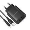 Borofone Wall Charger with Сable USB to Lightning BN2 2xUSB 2.1A, Black	