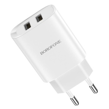 Borofone Wall Charger with Сable USB to Micro-USB 2xUSB 2.1A, White	
