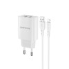 Borofone Wall Charger with Сable USB to Micro-USB 2xUSB 2.1A, White	