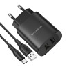 Borofone Wall Charger with Сable USB to Type-C 2xUSB 2.1A BN2 (EU), Black