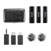 Boya Wireless Microphone 2in1 2.4G Dual-Channel with 3.5 Plug,Type-C Plug, Lightning Plug (BOYALINK), Black