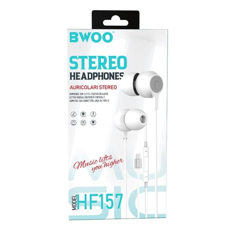 BWOO Earphones Type-C with Mic HF157, White