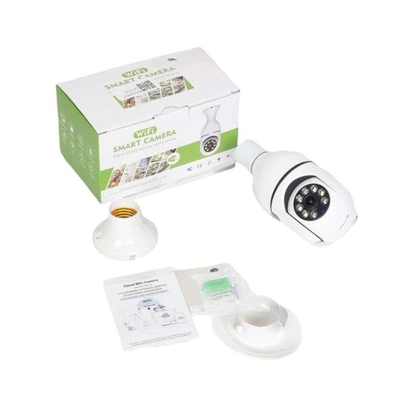 Bulb E27 Wi-Fi Smart Camera 2MP 1080P App Tuya, White