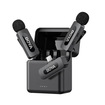 Boya Ultracompact 2.4GHz Dual-Channel Wireless Microphone System (BY-V30), Type-C Jack, Black