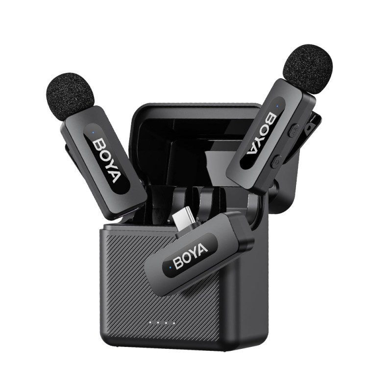 Boya Ultracompact 2.4GHz Dual-Channel Wireless Microphone System (BY-V30), Type-C Jack, Black