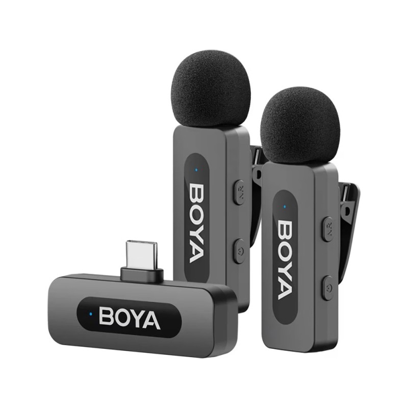 Boya Ultracompact 2.4GHz Dual-Channel Wireless Microphone System (BY-V30), Type-C Jack, Black