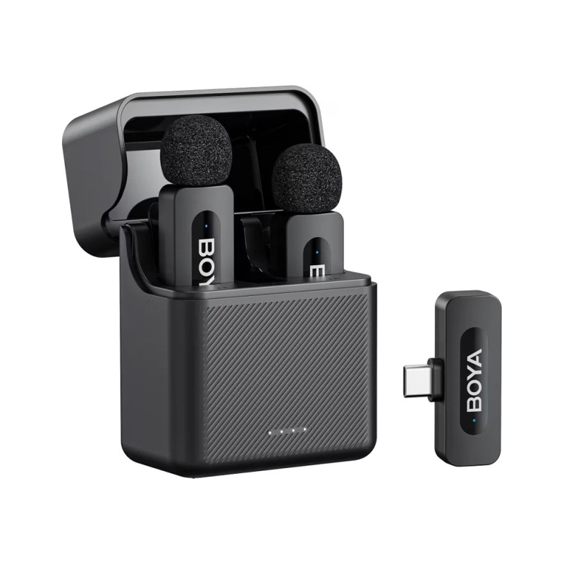 Boya Ultracompact 2.4GHz Dual-Channel Wireless Microphone System (BY-V30), Type-C Jack, Black