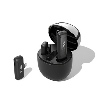 Boya Wireless Microphone 2.4GHz Dual-Channel with Charging Case (BY-WM3T-D2), Lightning Jack, Black
