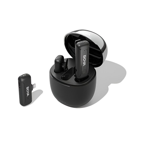 Boya Wireless Microphone 2.4GHz Dual-Channel with Charging Case (BY-WM3T-D2), Lightning Jack, Black