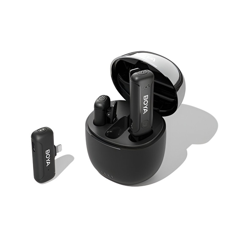 Boya Wireless Microphone 2.4GHz Dual-Channel with Charging Case (BY-WM3T-D2), Lightning Jack, Black