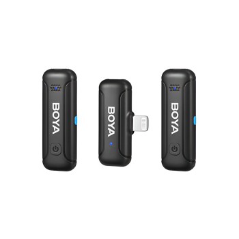 Boya Wireless Microphone 2.4GHz Dual-Channel with Charging Case (BY-WM3T-D2), Lightning Jack, Black