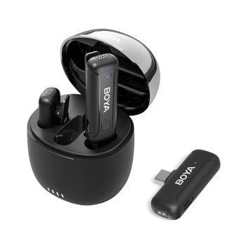 Boya Wireless Microphone 2.4GHz Dual-Channel System with Charging Case (BY-WM3T-U2), Type-C Jack, Black