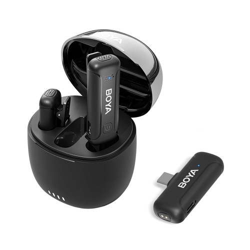 Boya Wireless Microphone 2.4GHz Dual-Channel System with Charging Case (BY-WM3T-U2), Type-C Jack, Black