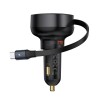 Baseus Car Charger Retractable  Enjoyment Pro Type-C with Cable 60W Cluster, Black