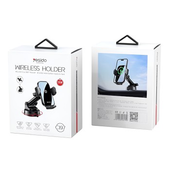 Yesido Car Holder Wireless Automatic 15W C197, Black