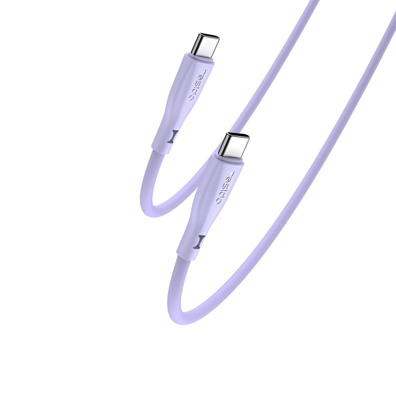 Yesido Cable Liquid Silicone Series Type-C to Type-C 60W 1m, Purple 