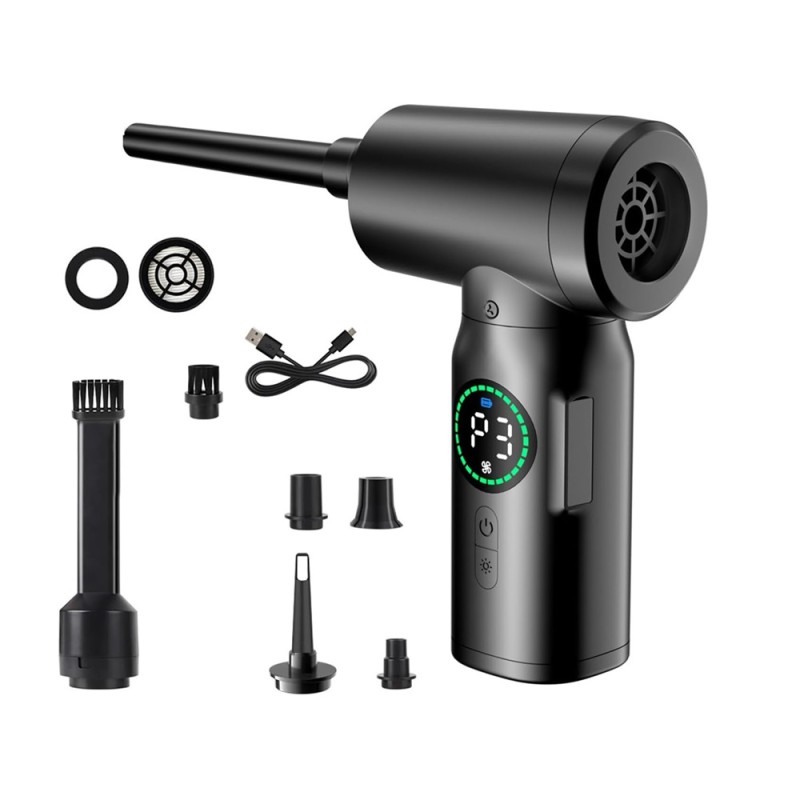 Cordless Air Duster for PC Cleaning with 8 nozzle, Two Speeds, 50000rpm