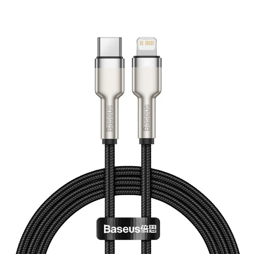 Baseus Cable Type-C to Lightning Metal Cafule Series PD 20W 1m, Black