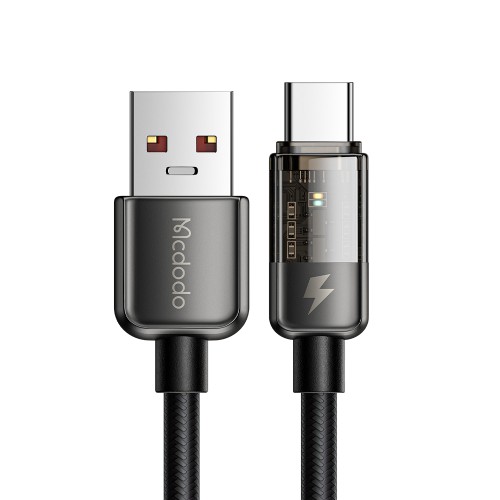 Mcdodo Cable Auto Power off Transparent USB-A to Type-C 6A 100W 1.2m, Black