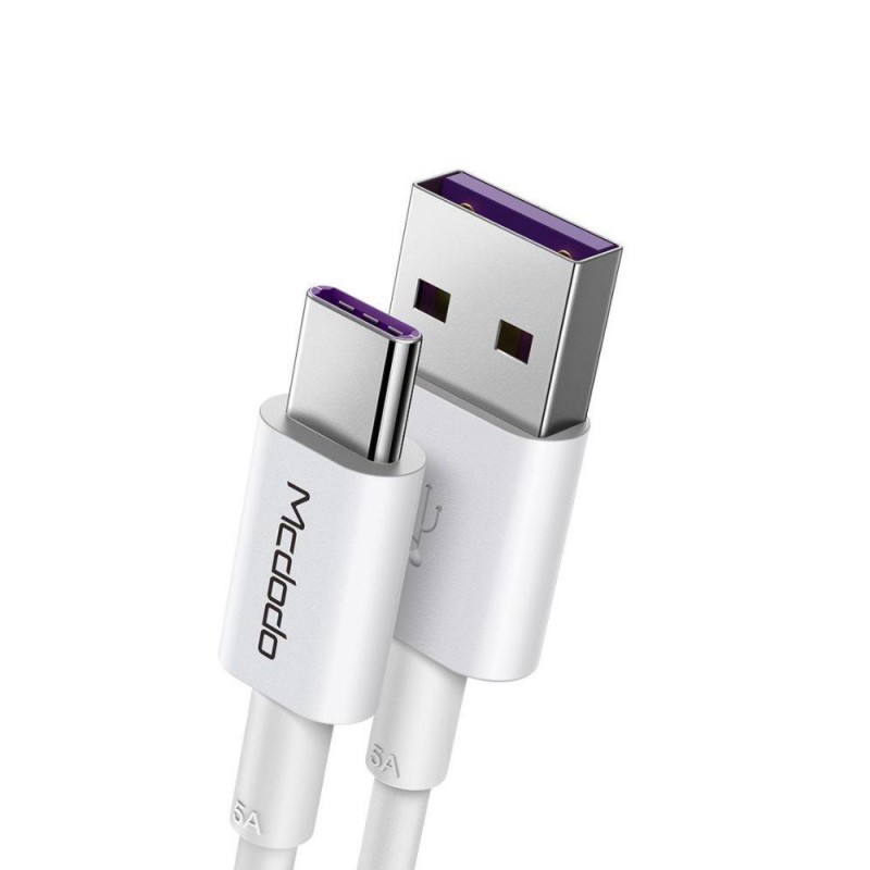 Mcdodo Cable Element Series USB-A to Type-C 5A 100W QC4.0, White
