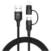 Mcdodo Cable Atom Series 2 in 1 USB-A to Lightning+Type-C with LED 2.4A 1.2m, Black