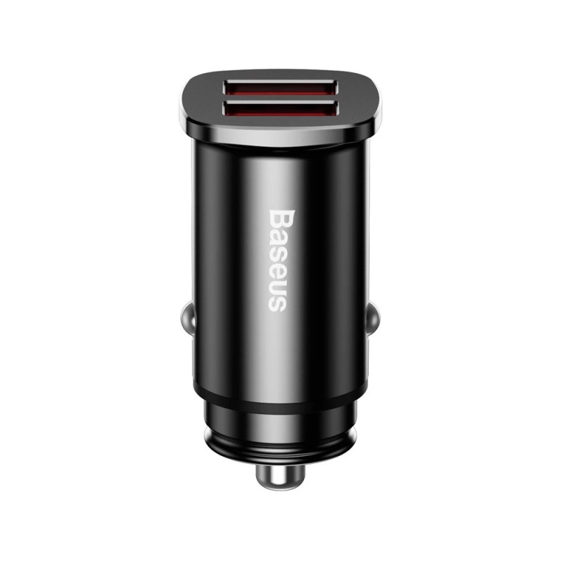 Baseus Car Charger 2xUSB Square Metal QC3.0 30W, Black