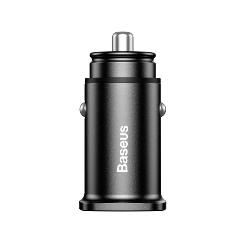 Baseus Car Charger 2xUSB Square Metal QC3.0 30W, Black