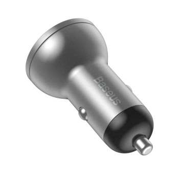 Baseus Car Charger 2xUSB Fast Charge 24W, Grey