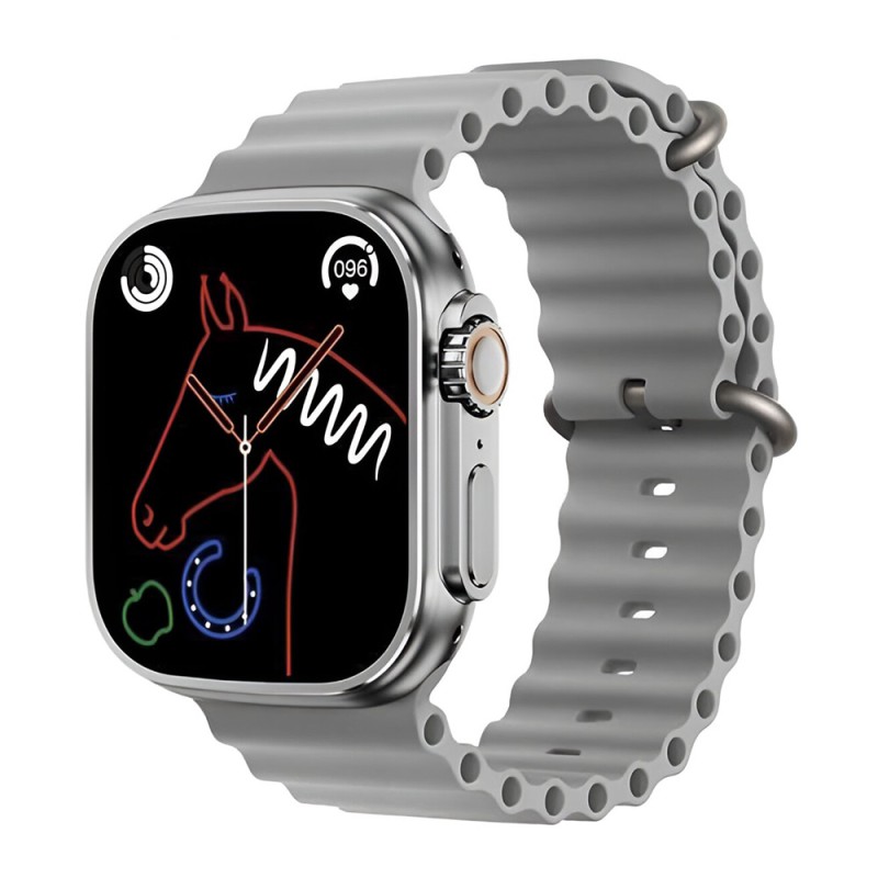 Charome Smart Watch HD Call T8s Ultra Max, With 2 Straps, Silver