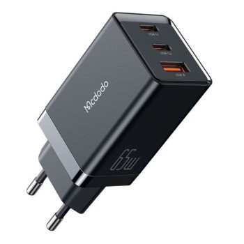 Mcdodo GaN 5 Mini Chargers 2xType-C 1xUSB 65W, Black