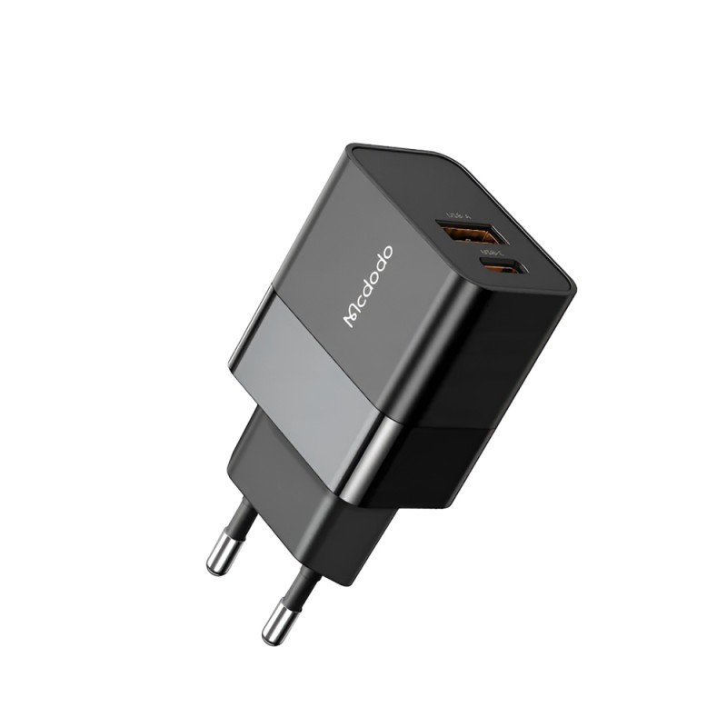 Mcdodo Wall Charger Hydrogen Series 3A 1*USB-A+1*Type-C 20W, Black