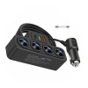 Car Cigarette Lighter Adapter 4 Sockets 120W, Black