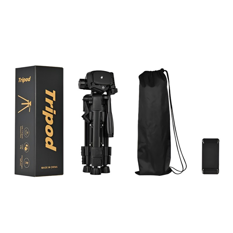 Tripod Photography Professional Aluminum 63,5cm (Locking Knob, Support Smooth 360°), Black D-50