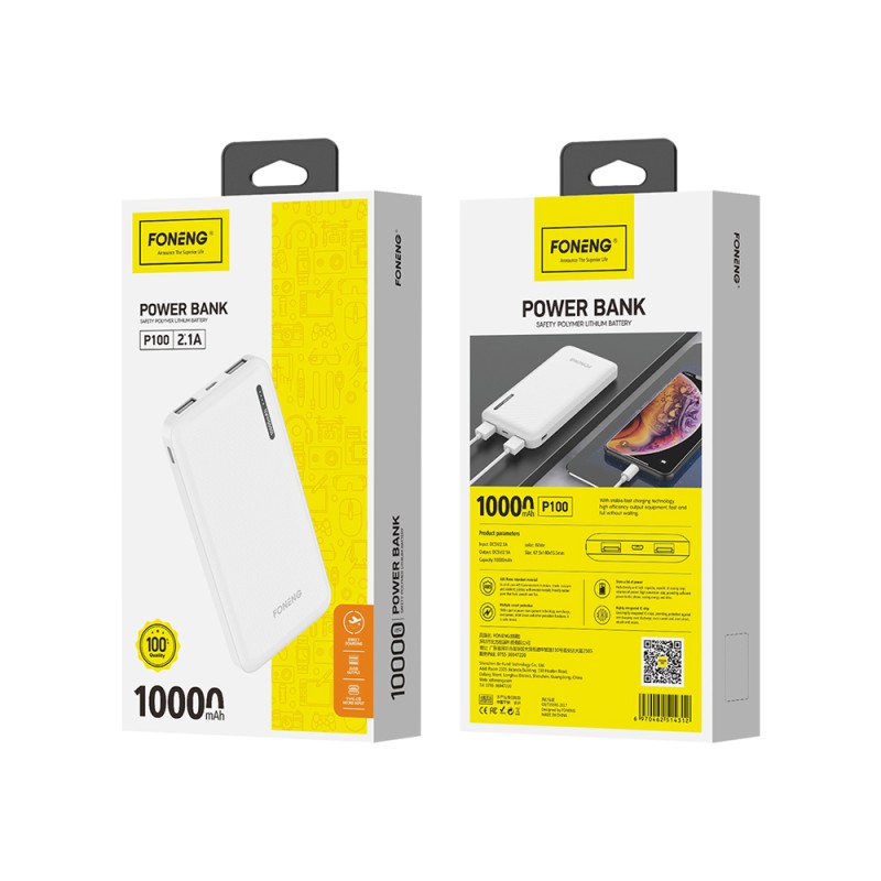 Foneng PowerBank P100 10000 mAh, White