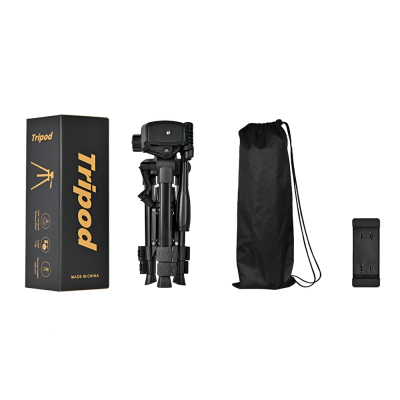 Tripod Photography Professional Aluminum 65cm (Locking Knob, Support Smooth 360°), Black F-50T