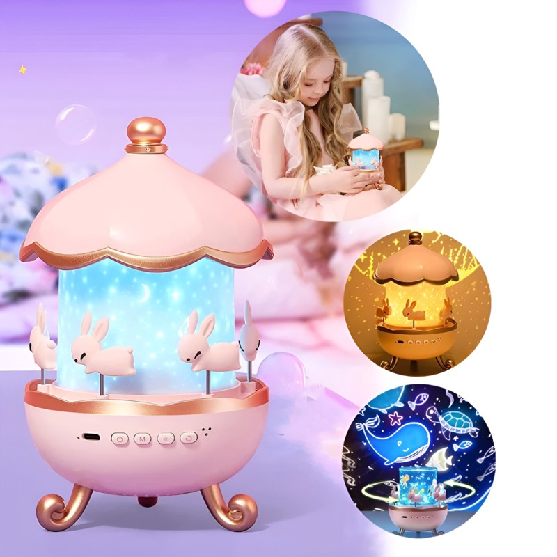 Glaceon Light Projector,6 Film,5 Colours Changing,Rabbits Night Light Projector for Kids 