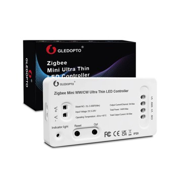 Gledopto ZigBee Pro Ultra Thin Mini LED Strip Controller WW/CW (GL-C-006P(Mini)), DC5~24V, 3A/CH, max 6A output, max 144W output
