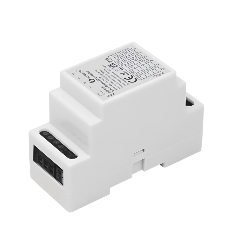 Gledopto ZigBee Pro Din-rail 5in1 LED Strip Controller CCT/RGB/RGBW/RGBCCT/Dimmer (GL-C-011P), DC 12-54V, max 15A output, 36x59x91mm