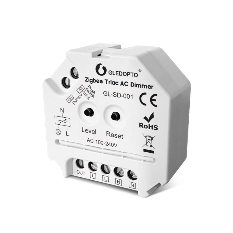 Gledopto ZigBee Pro Triac AC / Trailing Edge Dimmer (GL-SD-001), AC100~240V, max 400W power loaded, 1 Channel