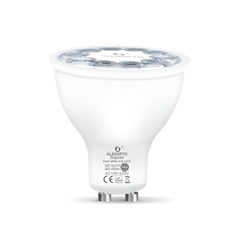 Gledopto ZigBee 3.0 GU10 LED Spotlight RGB+CCT 5W (Beam angle 30°, 450lm, CRI>80) (GL-S-006P)