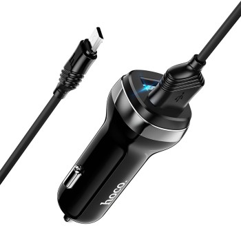 Hoco Car Charger with MicroUSB Cable 2xUSB 2.4A Z40, Black
