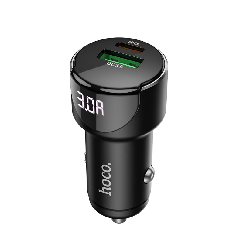 Hoco Car Charger USB/Type-C PD 20W + QC3.0 18W Z42, Black