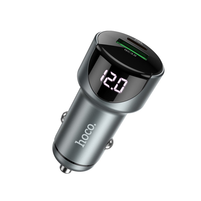 Hoco Car Charger USB/Type-C PD 20W + QC3.0 18W Z42, Gray