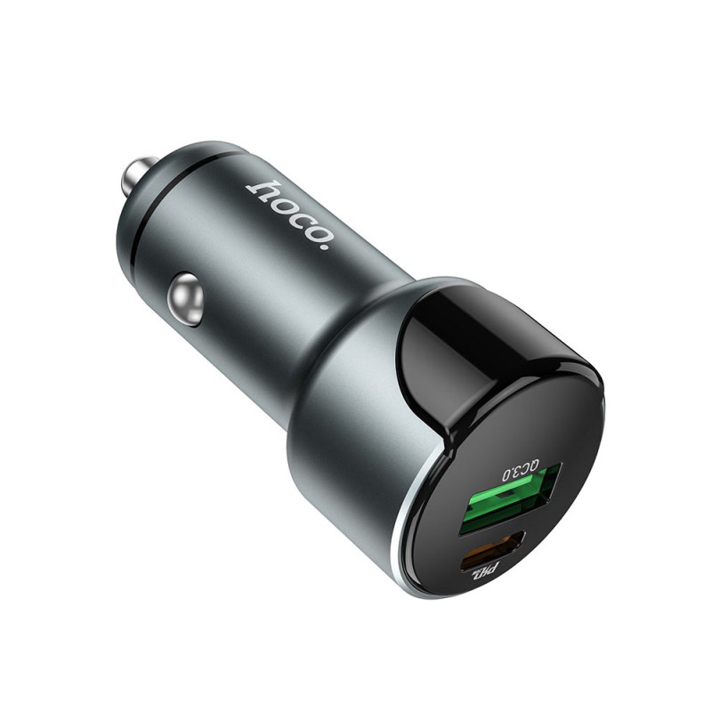 Hoco Car Charger USB/Type-C PD 20W + QC3.0 18W Z42, Gray
