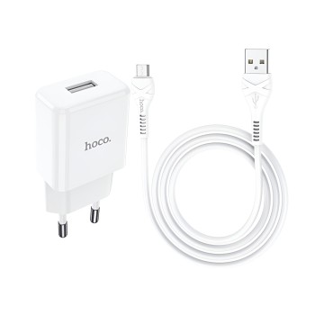 Hoco Wall Charger with Cable USB to Micro-USB 2.1A N9 Especial, White