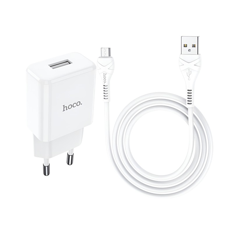 Hoco Wall Charger with Cable USB to Micro-USB 2.1A N9 Especial, White Hoco Wall Charger with Cable USB to Micro-USB 2.1A N9 Especial, White