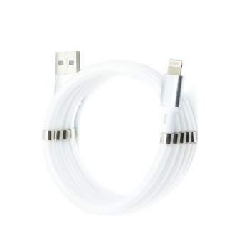 Helmet Cable USB to Lightning With Magnetic Organizer 1m, White