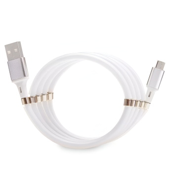 Helmet Cable USB to Micro USB With Magnetic Organizer 1m, White