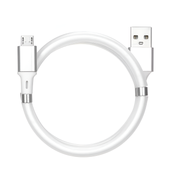 Helmet Cable USB to Micro USB With Magnetic Organizer 1m, White
